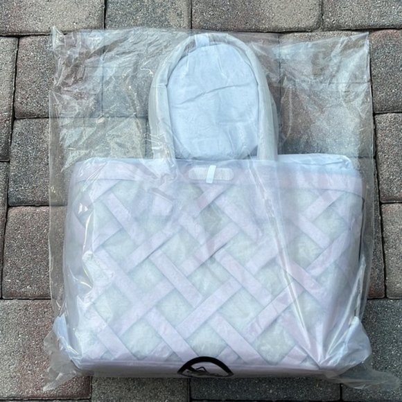 Michael Kors Sienna Large Tote Shoulder Bag Powder Blush Leather Canvas - Picture 10 of 16